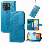 For Xiaomi Redmi 10C Butterfly Love Flower Embossed Leather Phone Case(Blue)