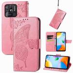 For Xiaomi Redmi 10C Butterfly Love Flower Embossed Leather Phone Case(Pink)