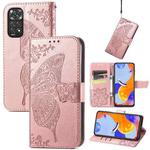For Xiaomi Redmi Note 11 Pro Global Butterfly Love Flower Embossed Leather Phone Case(Rose Gold)