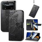 For Xiaomi Poco X4 Pro 5G Butterfly Love Flower Embossed Leather Phone Case(Black)