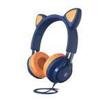 EP08 Cute Cat Ear Child Music Stereo Wired Headset with Mic(Blue)
