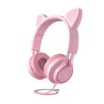 EP08 Cute Cat Ear Child Music Stereo Wired Headset with Mic(Pink)