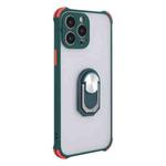 ENKAY TPU + Frosted PC Case with Holder for iPhone 13 Pro Max(Dark Green)