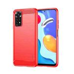 For Xiaomi Redmi Note 11 4G Global / Note 11S 4G MOFI Gentleness Brushed Carbon Fiber TPU Case(Red)