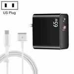 PD-65W USB-C / Type-C + QC3. 0 USB Laptop Charging Adapter + 1.8m USB-C / Type-C to MagSafe 2 / T Head Data Cable, US Plug(Black)