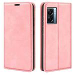 For OPPO A57 5G Retro-skin Magnetic Suction Leather Phone Case(Pink)