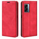 For OPPO A57 5G Retro-skin Magnetic Suction Leather Phone Case(Red)