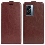 For OPPO A57 5G R64 Texture Vertical Flip Leather Phone Case(Brown)
