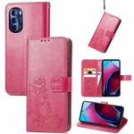 For Motorola Moto G Stylus 5G 2022 Four-leaf Clasp Embossed Buckle Leather Phone Case(Rose Red)