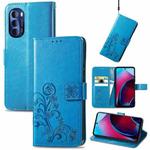 For Motorola Moto G Stylus 5G 2022 Four-leaf Clasp Embossed Buckle Leather Phone Case(Blue)