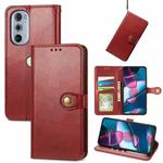 For Motorola Edge 30 Pro Retro Solid Color Buckle Leather Phone Case(Red)