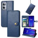 For OnePlus Nord CE 2 5G Retro Solid Color Buckle Leather Phone Case(Blue)