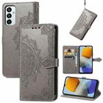 For Samsung Galaxy M23 Mandala Flower Embossed Leather Phone Case(Gray)