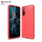 Brushed Texture Carbon Fiber TPU Case for Huawei Honor 20(Red)