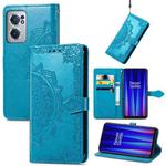 For OnePlus Nord CE 2 5G Mandala Flower Embossed Leather Phone Case(Blue)