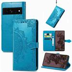 For Google Pixel 7 5G Mandala Flower Embossed Leather Phone Case(Blue)