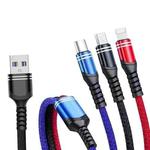XJ-78 66W 6A 3 in 1 USB to 8 Pin + Type-C + Micro USB Super Flash Charging Cable, Length: 1.2m(Colour)