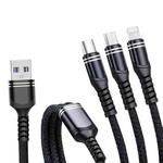 XJ-78 66W 6A 3 in 1 USB to 8 Pin + Type-C + Micro USB Super Flash Charging Cable, Length: 1.2m(Black)