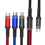 XJ-79 66W 6A 3 in 1 Type-C to 8 Pin + Type-C + Micro USB Super Flash Charging Cable, Length: 1.2m