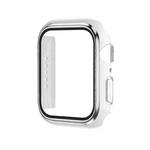 Electroplating Two-color PC+Tempered Film Watch Case For Apple Watch Series 9 / 8 / 7 45mm(White+Silver)