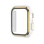 Electroplating Two-color PC+Tempered Film Watch Case For Apple Watch Series 9 / 8 / 7 45mm(White+Gold)