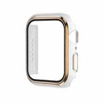 Electroplating Two-color PC+Tempered Film Watch Case For Apple Watch Series 9 / 8 / 7 45mm(White+Rose Gold)