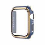 Electroplating Two-color PC+Tempered Film Watch Case For Apple Watch Series 9 / 8 / 7 45mm(Blue+Rose Gold)