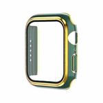 Electroplating Two-color PC+Tempered Film Watch Case For Apple Watch Series 9 / 8 / 7 45mm(Green+Gold)