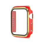 Electroplating Two-color PC+Tempered Film Watch Case For Apple Watch Series 9 / 8 / 7 45mm(Red+Gold)