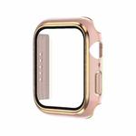 Electroplating Two-color PC+Tempered Film Watch Case For Apple Watch Series 9 / 8 / 7 45mm(Pink+Rose Gold)