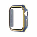 Electroplating Two-color PC+Tempered Film Watch Case For Apple Watch Series 6/5/4/SE 44mm(Blue+Gold)