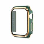 Electroplating Two-color PC+Tempered Film Watch Case For Apple Watch Series 6/5/4/SE 44mm(Green+Rose Gold)