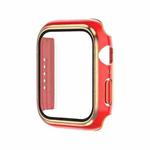 Electroplating Two-color PC+Tempered Film Watch Case For Apple Watch Series 6/5/4/SE 44mm(Red+Rose Gold)