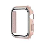 Electroplating Two-color PC+Tempered Film Watch Case For Apple Watch Series 6/5/4/SE 44mm(Pink+Silver)