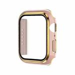 Electroplating Two-color PC+Tempered Film Watch Case For Apple Watch Series 6/5/4/SE 44mm(Pink+Gold)