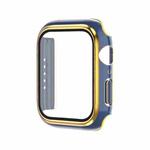 Electroplating Two-color PC+Tempered Film Watch Case For Apple Watch Series 9 / 8 / 7 41mm(Blue+Gold)