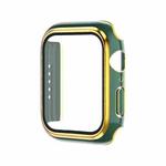 Electroplating Two-color PC+Tempered Film Watch Case For Apple Watch Series 9 / 8 / 7 41mm(Green+Gold)