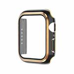 Electroplating Two-color PC+Tempered Film Watch Case For Apple Watch Series 9 / 8 / 7 41mm(Black+Rose Gold)