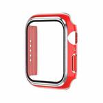 Electroplating Two-color PC+Tempered Film Watch Case For Apple Watch Series 6/5/4/SE 40mm(Red+Silver)