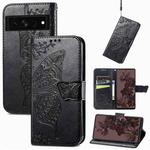 For Google Pixel 7 Pro 5G Butterfly Love Flower Embossed Leather Phone Case(Black)