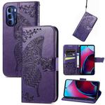 For Motorola Moto G Stylus 5G 2022 Butterfly Love Flower Embossed Leather Phone Case(Dark Purple)