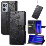 For OnePlus Nord CE 2 5G Butterfly Love Flower Embossed Leather Phone Case(Black)