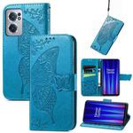 For OnePlus Nord CE 2 5G Butterfly Love Flower Embossed Leather Phone Case(Blue)