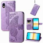 For Sony Xperia Ace III Butterfly Love Flower Embossed Leather Phone Case(Light Purple)