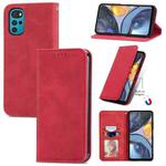 For Motorola Moto G22 Retro Skin Feel Magnetic Leather Phone Case(Red)