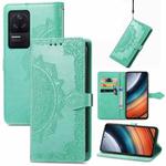For Xiaomi Redmi K40S Mandala Flower Embossed Leather Phone Case(Green)