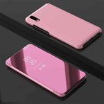 Electroplating Mirror Horizontal Flip Leather Case for Huawei Y5 2019 with Holder(Rose gold)