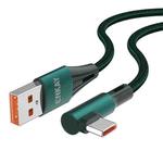 ENKAY 66W USB to USB-C / Type-C Elbow 6A Full Protocol Fast Charging Data Cable, Length:1m(Green)