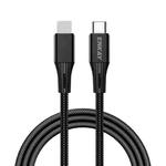 ENKAY PD 20W 3A USB-C / Type-C to 8 Pin Fast Charging Nylon Braided Data Cable, Length:2m(Black)