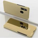 Electroplating Mirror Horizontal Flip Leather Case for OPPO Realme 3 , with Holder(Gold)